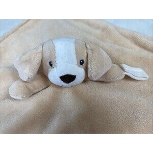 Carters Puppy Dog Lovey Security Blanket Tan Brown White Pacificer Holder Plush